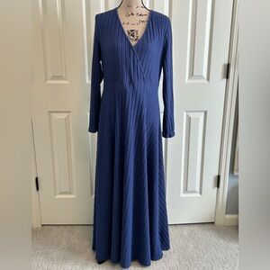 Shein blue ribbed knit faux wrap dress XL NWOT